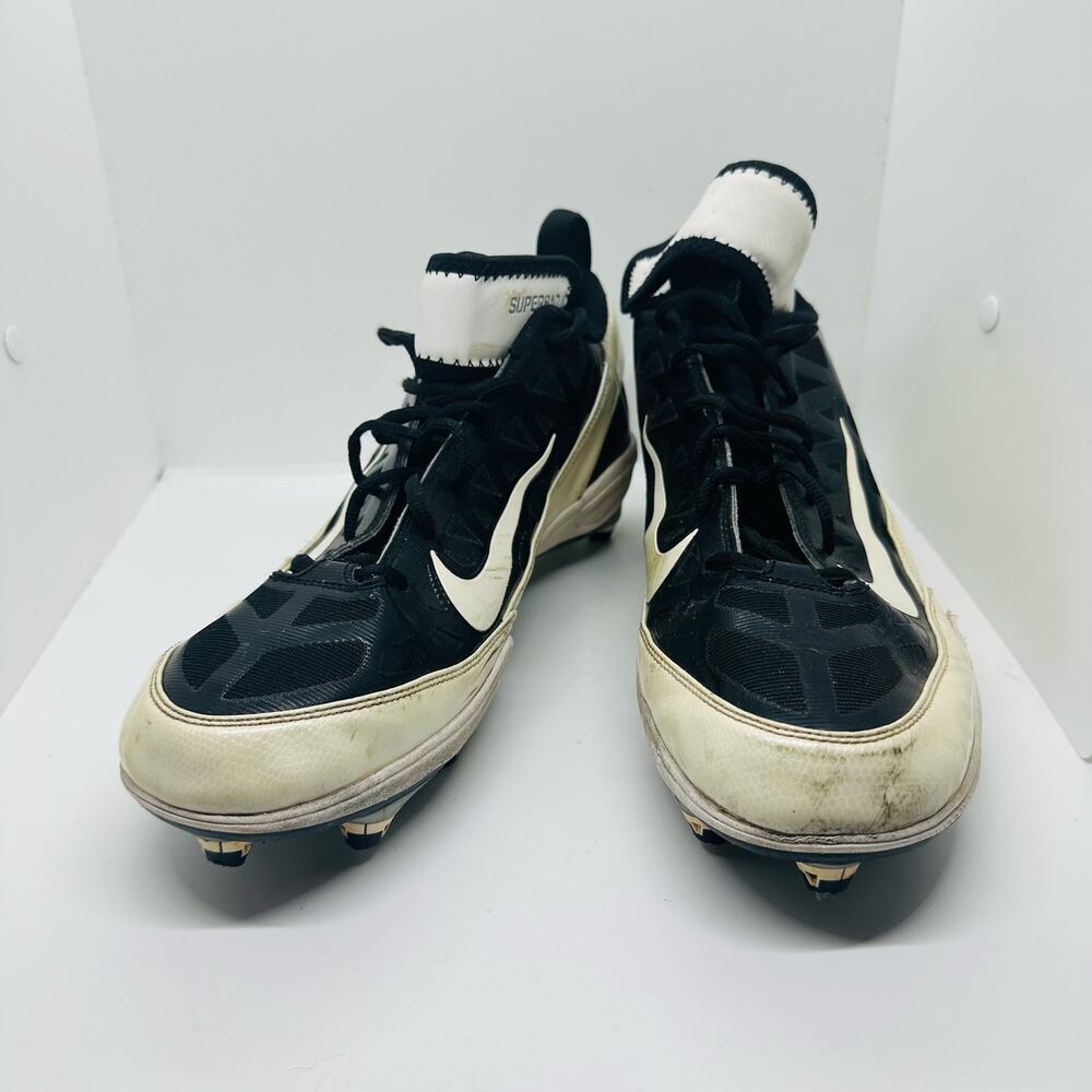 NIKE Men's Super Bad Air Black & White Zoom Football Cleats Shoes Size US 13